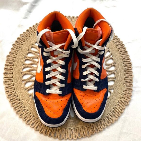 Nike ID Custom Boise Orange/Navy Blue Dunk Hi Sneakers 2011 501997-991 Size 10.5 - Picture 2 of 14